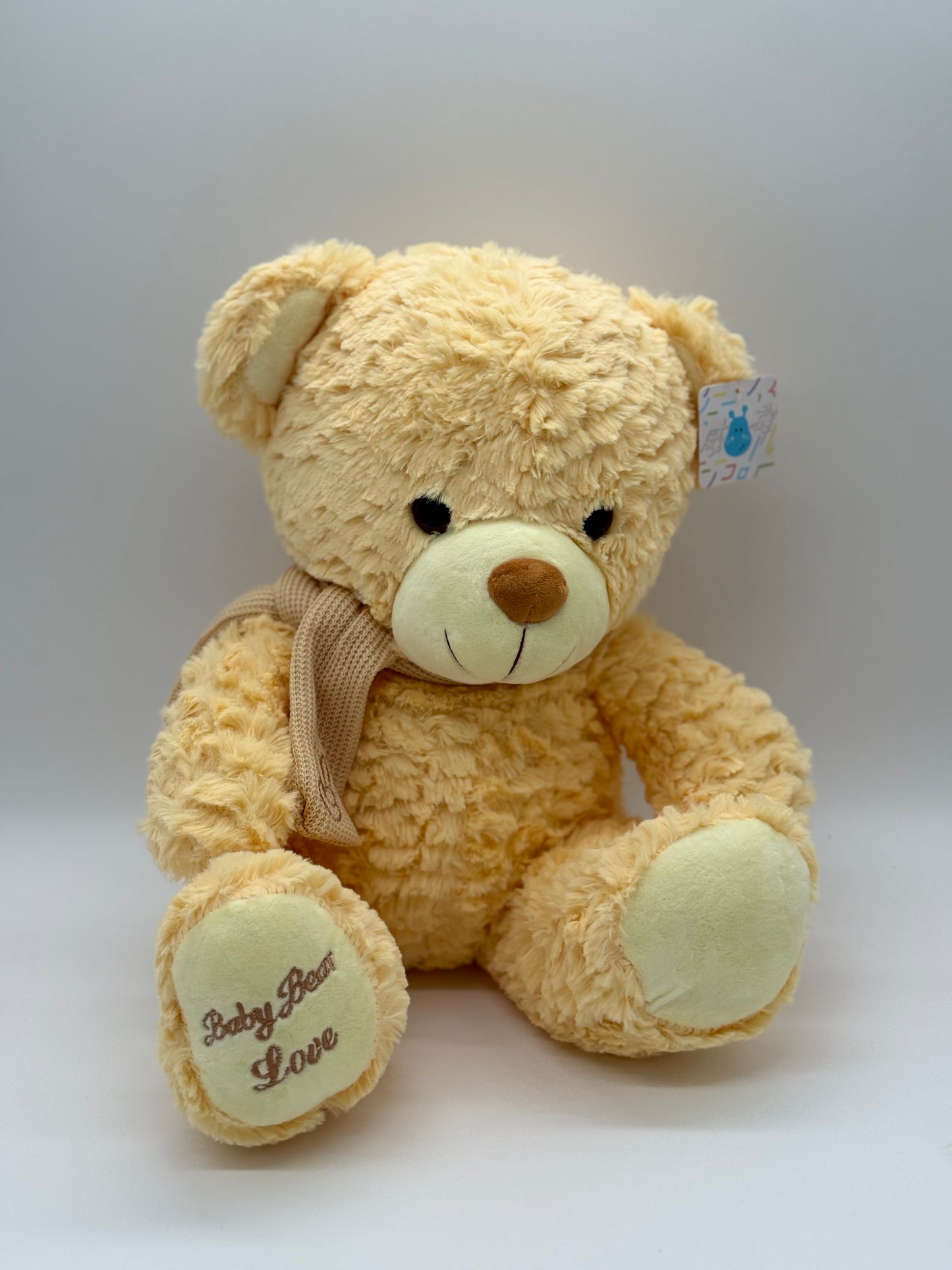 Beige Teddy Bear Stuffed Animal – Large 14"–17" Soft Plush Toy with Bow