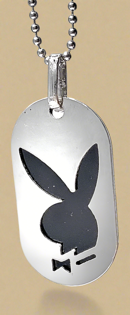 Playboy Dog 2 Disk Tag Black Bunny Ball chain