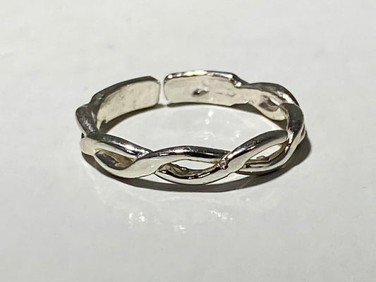 Sterling Silver Open FLAT SWIRL Filagree Toe/Midi Ring