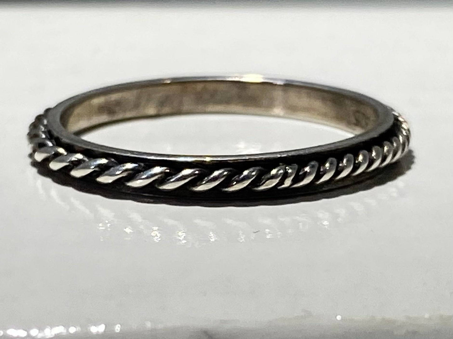 STAINLESS STEEL silver plated ANTIQUE ROPEBAND RING