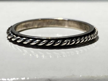 STAINLESS STEEL silver plated ANTIQUE ROPEBAND RING