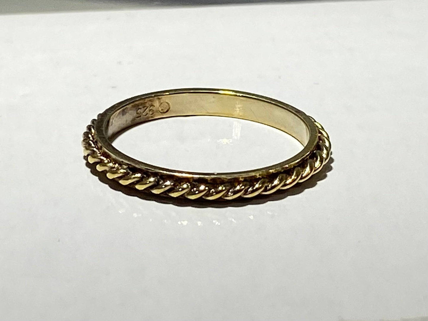 STAINLESS STEEL GOLD plated ANTIQUE ROPEBAND RING
