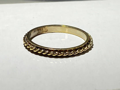 STAINLESS STEEL GOLD plated ANTIQUE ROPEBAND RING