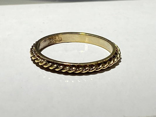 STAINLESS STEEL GOLD plated ANTIQUE ROPEBAND RING