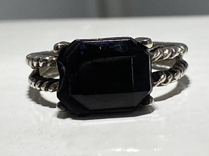 STAINLESS STEEL ANTIQUE BLACK ONYX RING