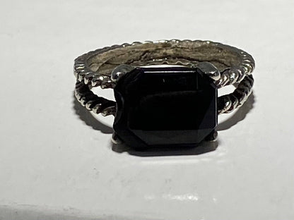 STAINLESS STEEL ANTIQUE BLACK ONYX RING