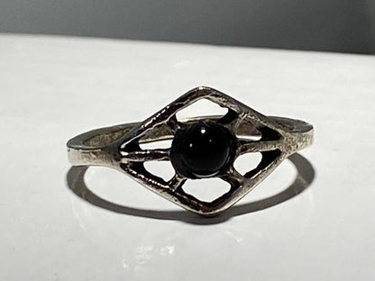 STERLING STEEL SQUARE w/ONYX RING
