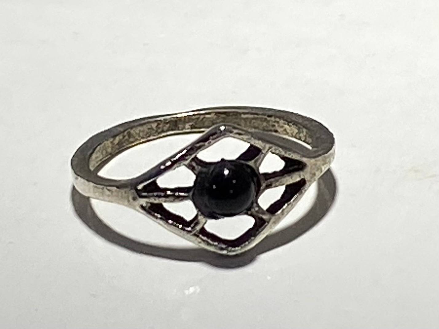 STERLING STEEL SQUARE w/ONYX RING