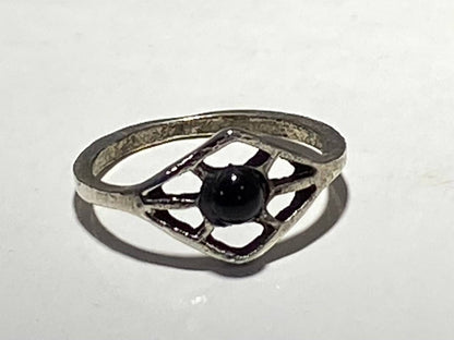 STERLING STEEL SQUARE w/ONYX RING