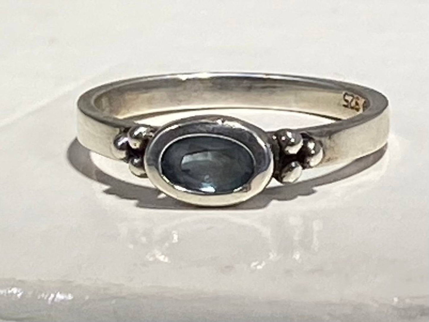 STAINLESS STEEL BLUE TOPAZ SILVER PLATED ANTIQUE HOMEMAKE RING