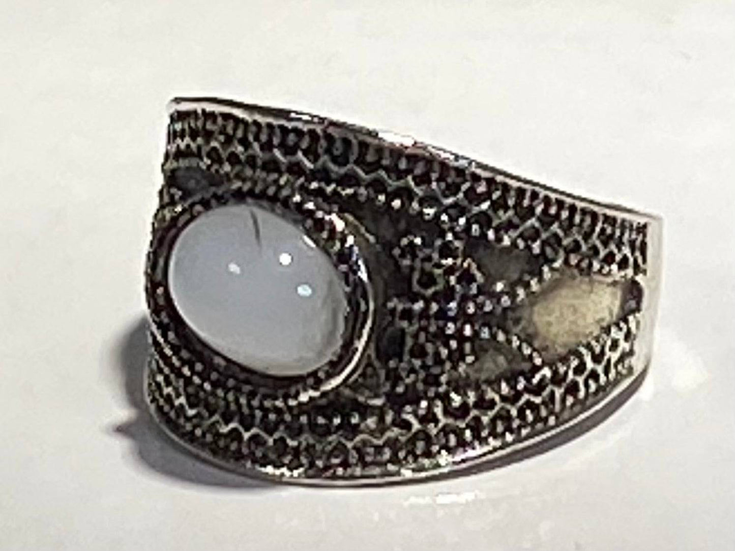 STAINLESS STEEL GOLD plated ANTIQUE OPAL FILAGREE RING