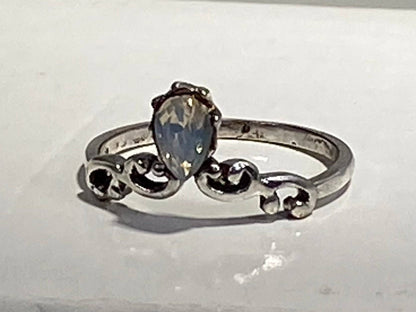 STAINLESS STEEL ANTIQUE pear share OPAL FILAGREE RING