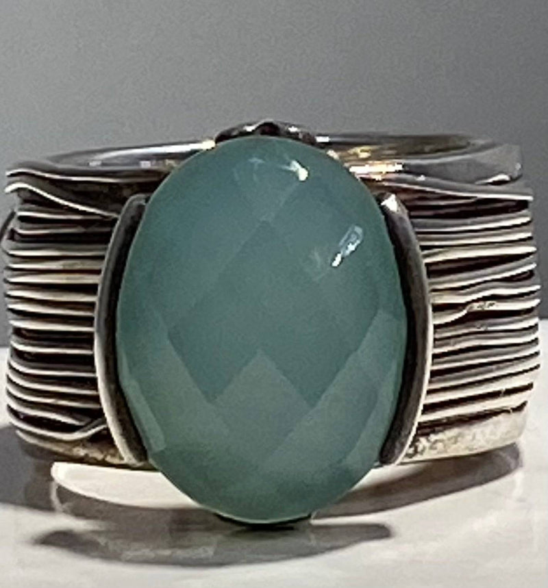 SILVER ANTIQUE facet OPAL FASHION  RING HANDMAKE