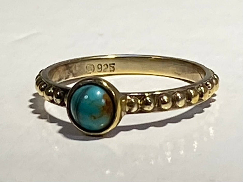 STAINLESS STEEL GOLD plated ANTIQUE TURQUOISE RING