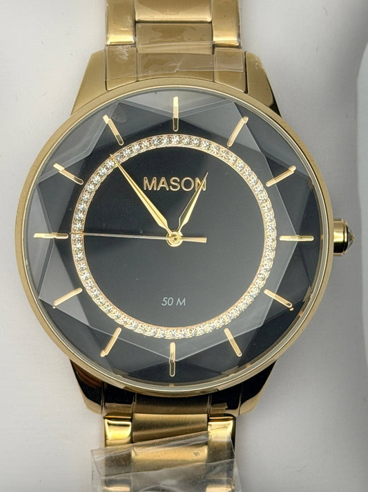 Elite Precision &amp; Brilliant Architectural Luxury: Mason 50M Crystal-Accented Japan Movement Automatic Watch (5 ATM)