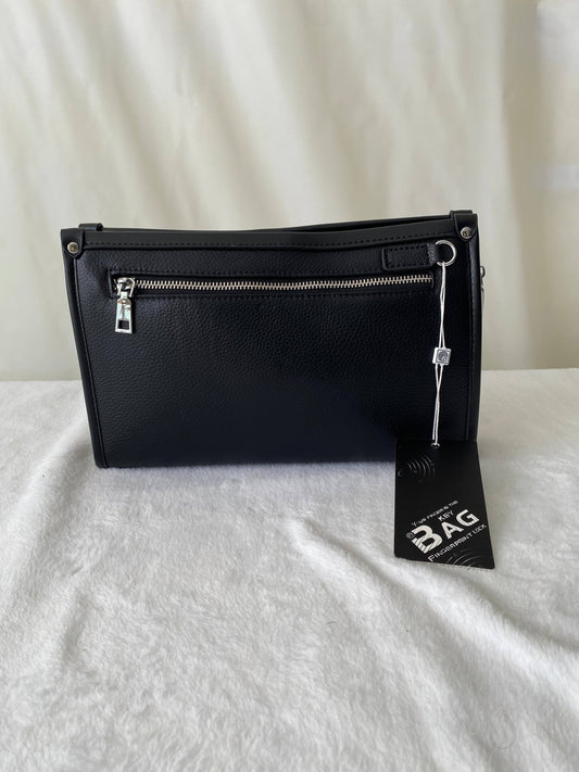 Men's Business Bag High-Quality Leather Fingerprint Lock Pouch Fashion Storage Bag Waterproof