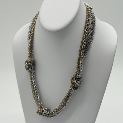 Multi-Strand Silver & Gold Layered Necklace