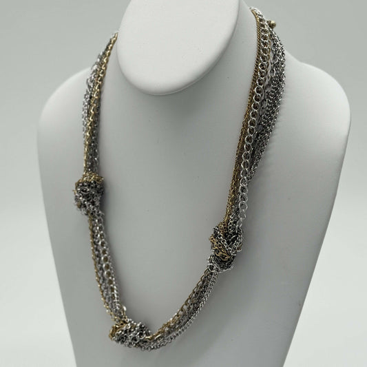 Multi-Strand Silver & Gold Layered Necklace - COLO