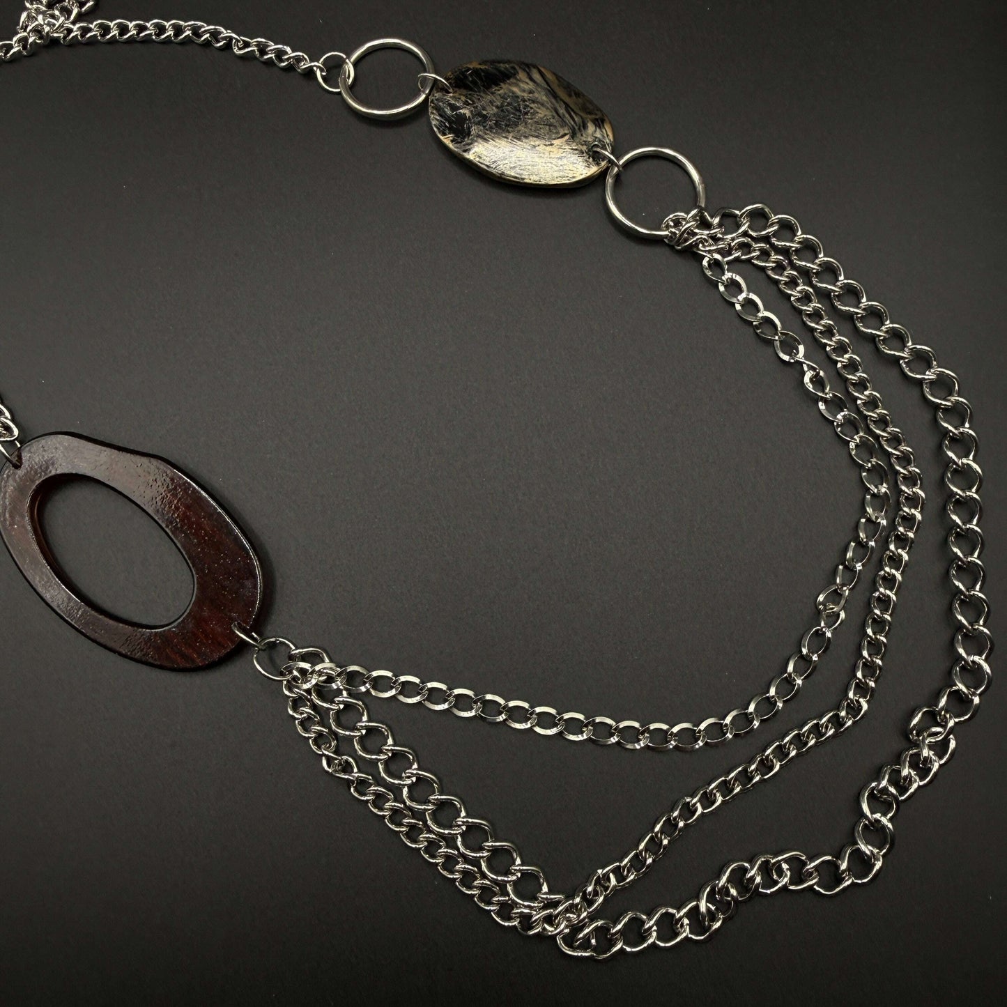 Silver Asymmetrical Necklace with Resin & Yellow Pendant - COLO
