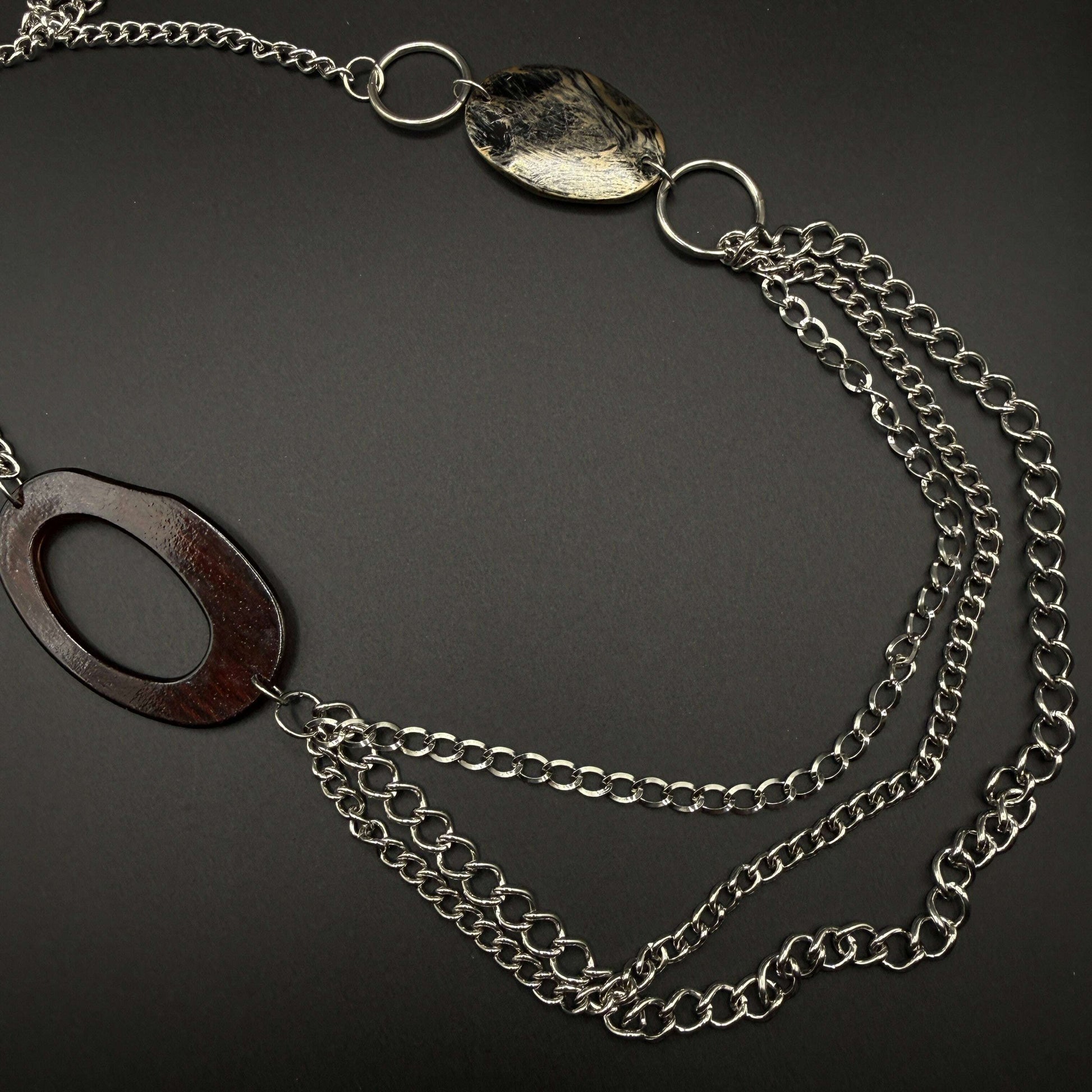 Silver Asymmetrical Necklace with Resin & Yellow Pendant - COLO