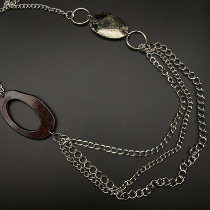 Silver Asymmetrical Necklace with Resin & Yellow Pendant - COLO