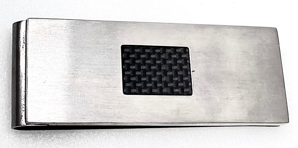 Slim Stainless Steel Money Clip with Textured Inlay