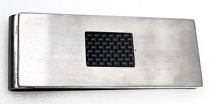 Slim Stainless Steel Money Clip with Textured Inlay