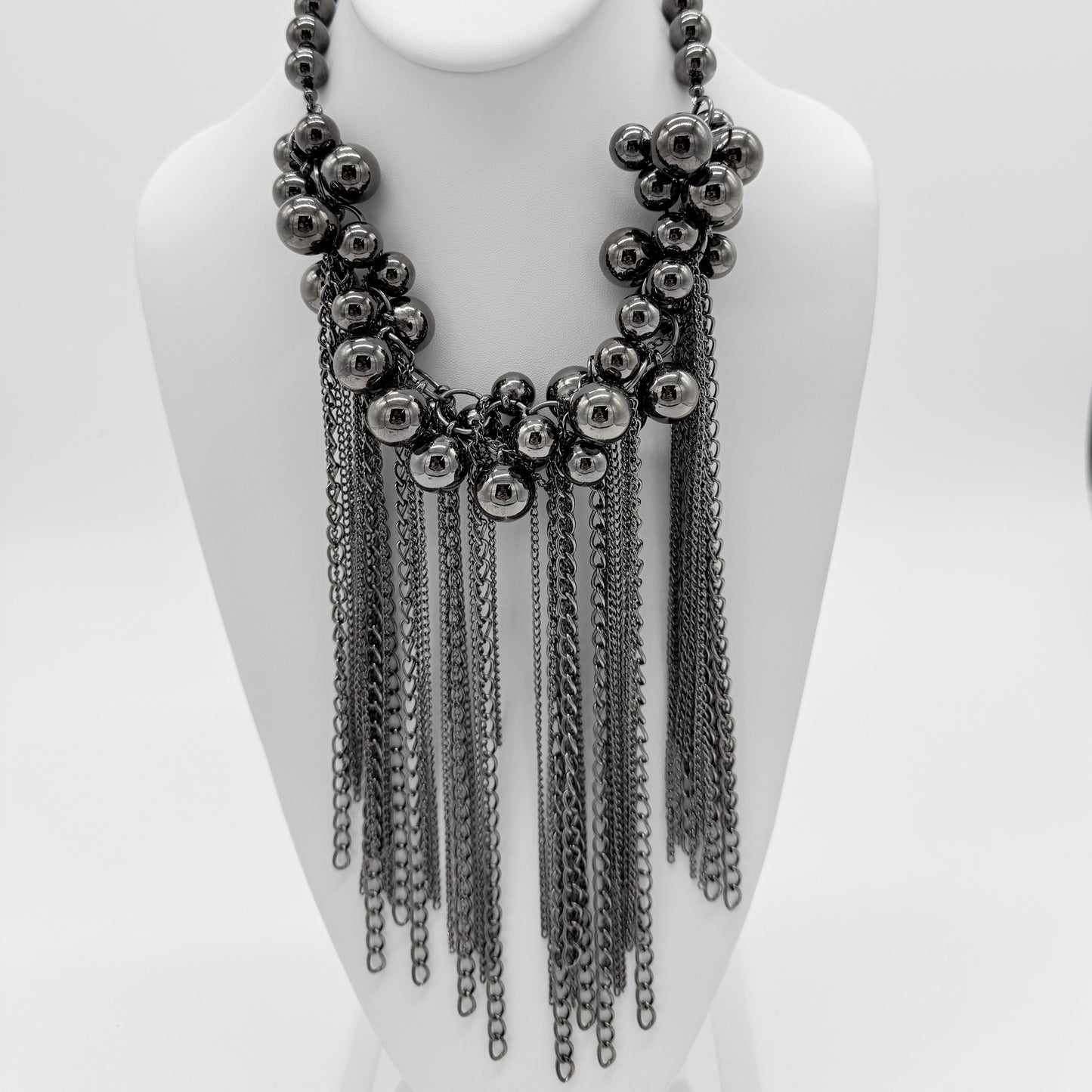 Gunmetal Clustered Bead Collar Necklace