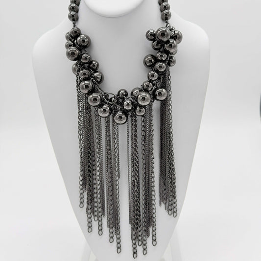 Gunmetal Clustered Bead Collar Necklace - COLO