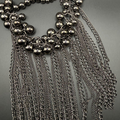 Gunmetal Clustered Bead Collar Necklace
