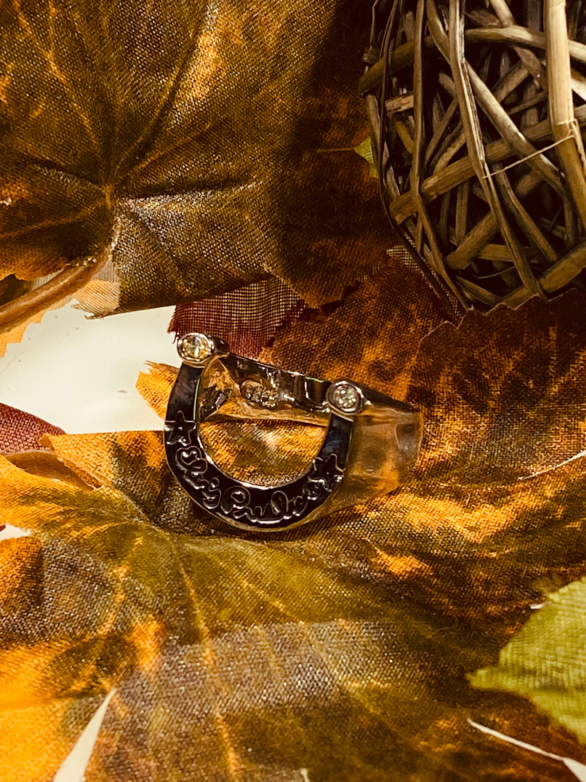 Elvis Presley "Elvis" Script Horseshoe Stainless Steel Ring