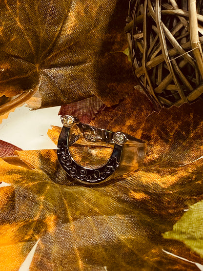 Elvis Presley "Elvis" Script Horseshoe Stainless Steel Ring