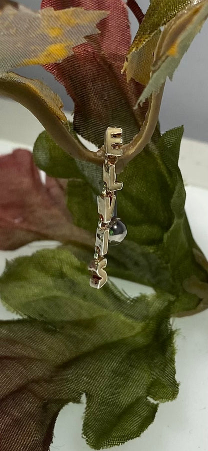 Elvis Presley Vertical Block Letter Stainless Steel Navel Ring