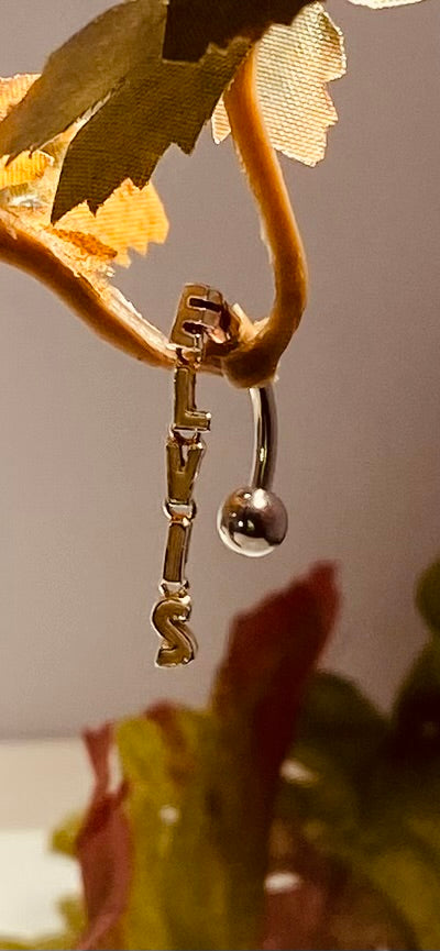 Elvis Presley Vertical Block Letter Stainless Steel Navel Ring