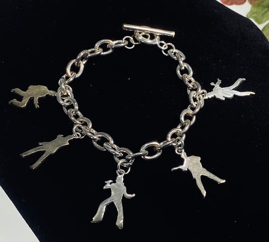Elvis Presley .925 Sterling Silver Toggle Charm Bracelet