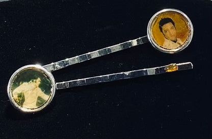 Elvis Presley Vintage Picture Cabochon Bobby Pins (2-Piece Set)