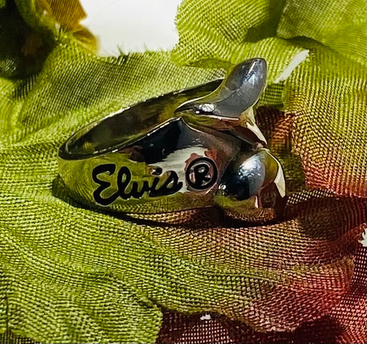 Elvis Presley "Blue Suede Shoes" Stainless Steel Statement Ring (Size 8)