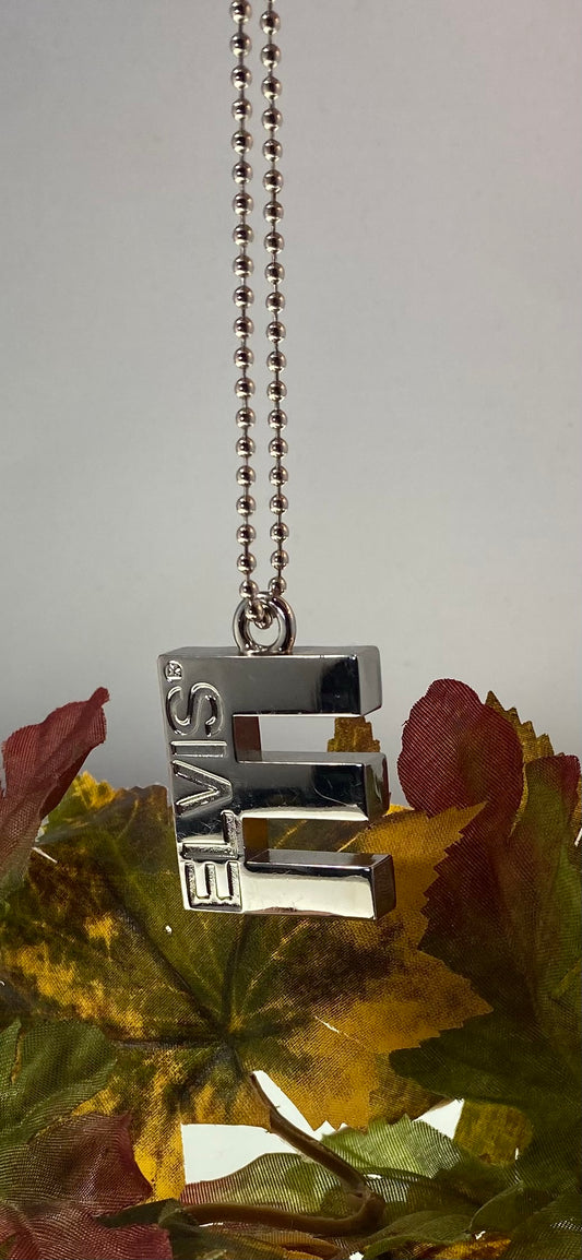 Elvis Presley Initial "E" Engraved Stainless Steel Ball Chain Necklace