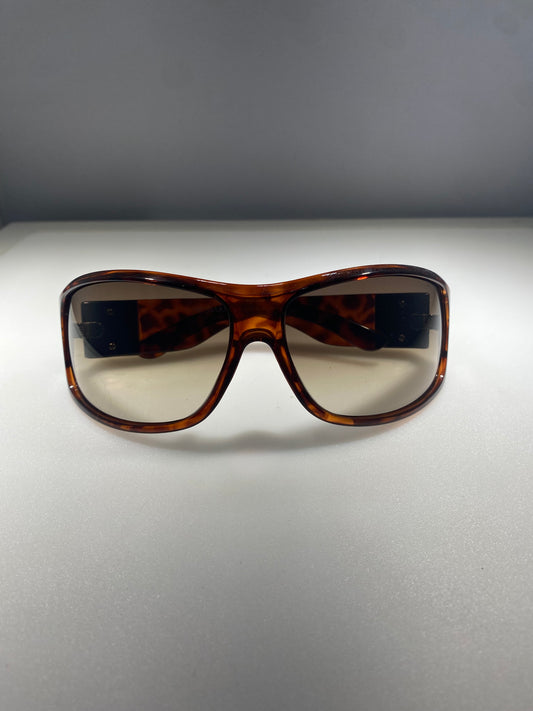 Trussardi Women's Brown Tortoise Shell Wrap Sunglasses —  TE2142