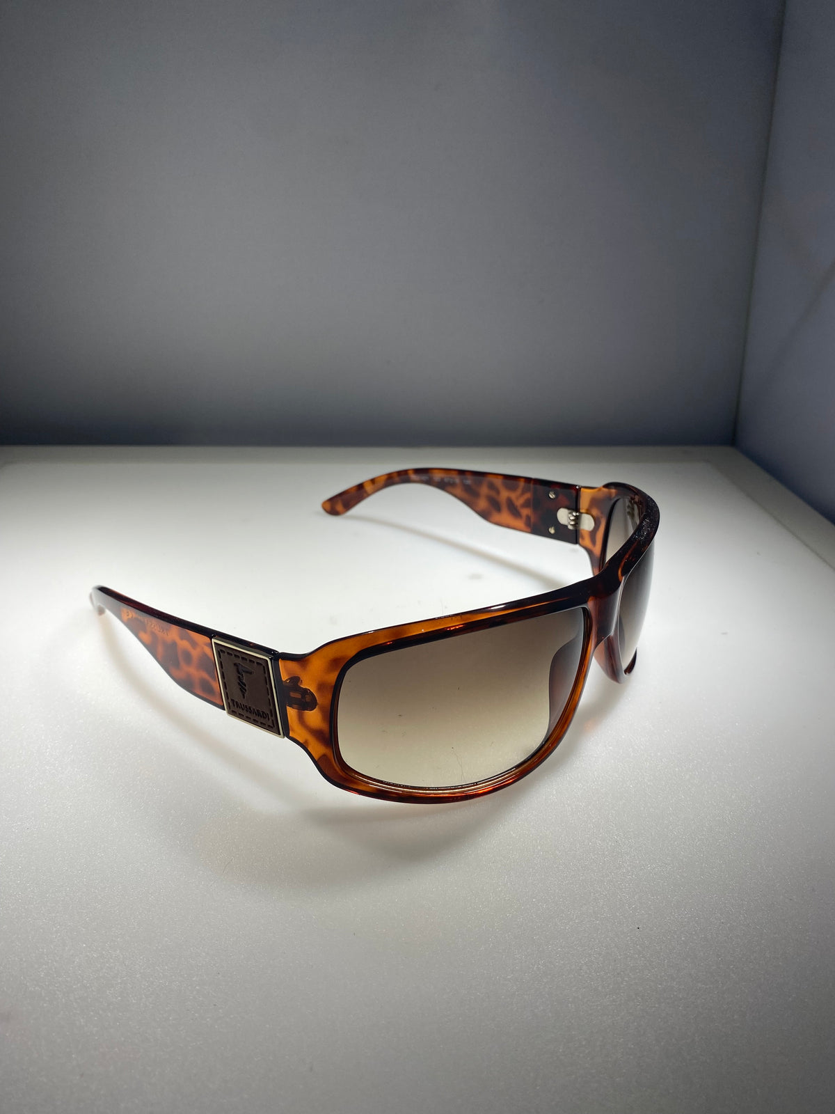 Trussardi Women's Brown Tortoise Shell Wrap Sunglasses —  TE2142