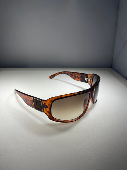 Trussardi Women's Brown Tortoise Shell Wrap Sunglasses —  TE2142