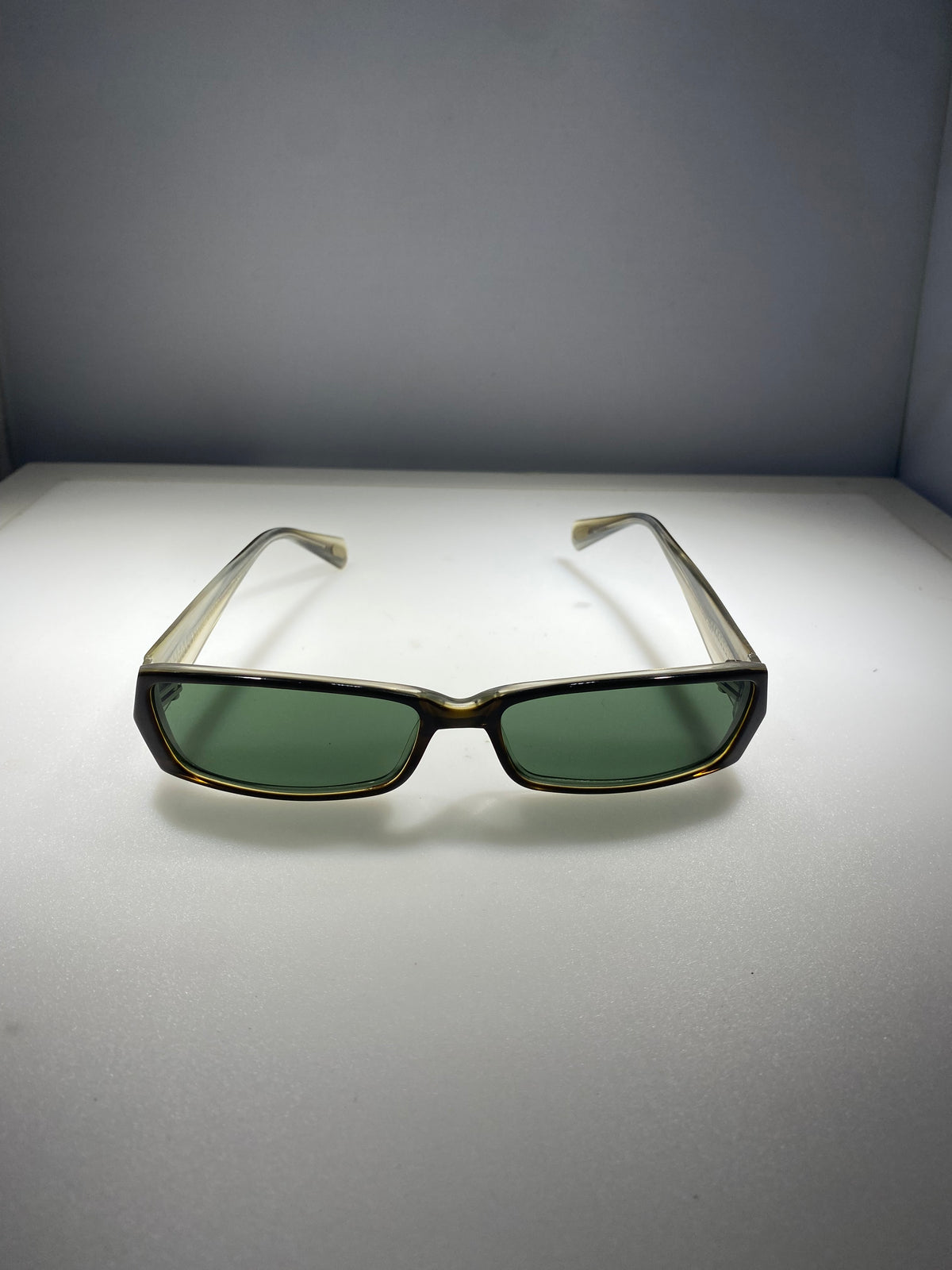 Cline CNEF15 Brown Oval Sunglasses — Dark Brown Frame with Green Tinted Lenses