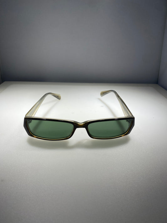 Cline CNEF15 Brown Oval Sunglasses — Dark Brown Frame with Green Tinted Lenses