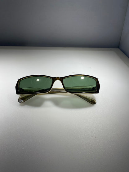 Cline CNEF15 Brown Oval Sunglasses — Dark Brown Frame with Green Tinted Lenses