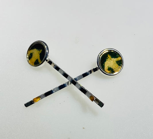 Elvis Presley Golden Stage Silhouette Cabochon Hair Bobby Pins (2-Piece Set)