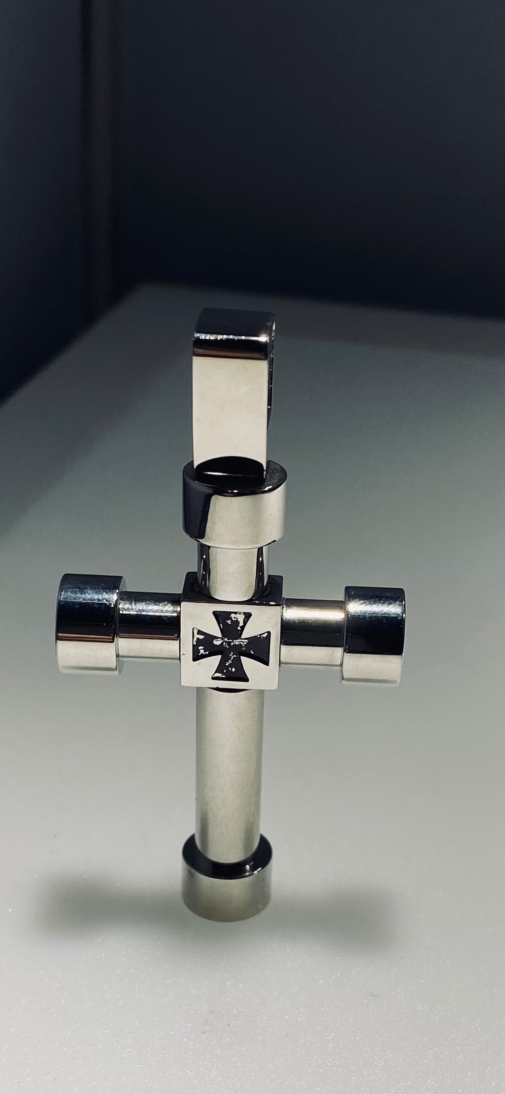 Men’s Industrial Iron Cross Stainless Steel Pendant