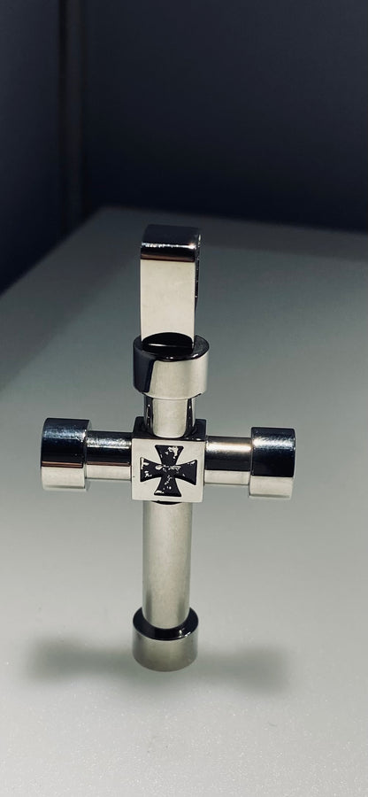 Men’s Industrial Iron Cross Stainless Steel Pendant