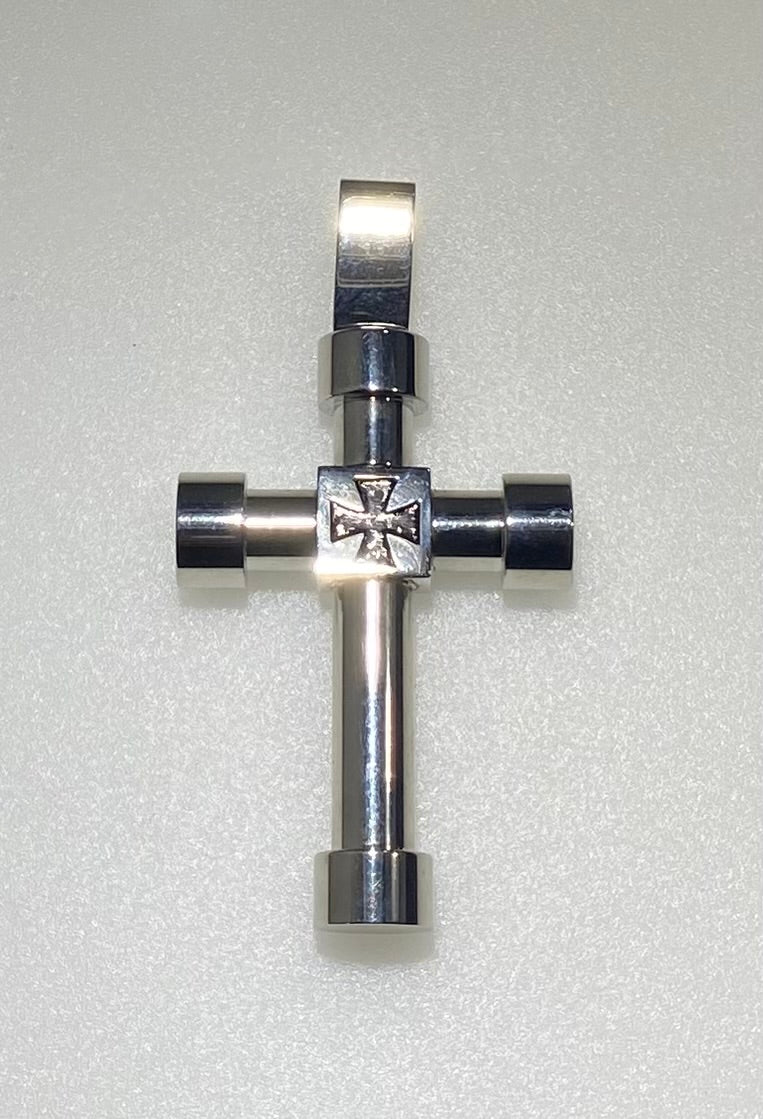 Men’s Industrial Iron Cross Stainless Steel Pendant