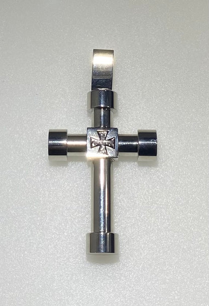 Men’s Industrial Iron Cross Stainless Steel Pendant
