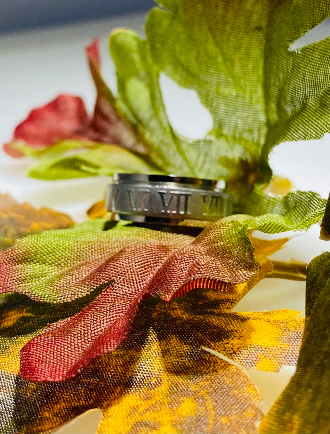 Stainless Steel Roman Numeral Motion Spinner Ring